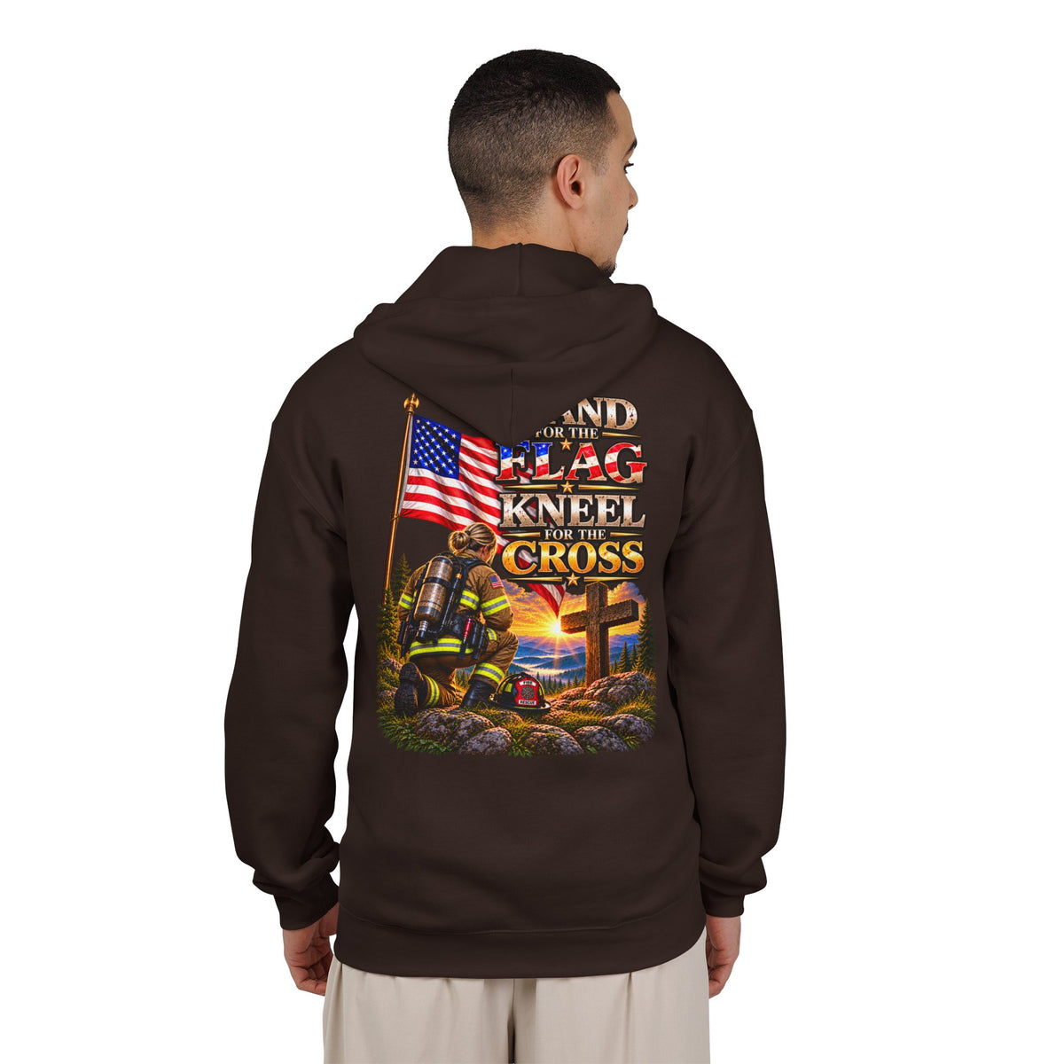 Firefighter 3 Stand for the Flag, Kneel for the Cross - Hoodie