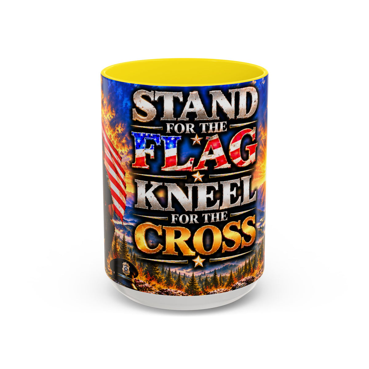 Coffee Mug - "Stand for the Flag, Kneel for the Cross" Police Officer Tribute 11oz or 15oz Mug