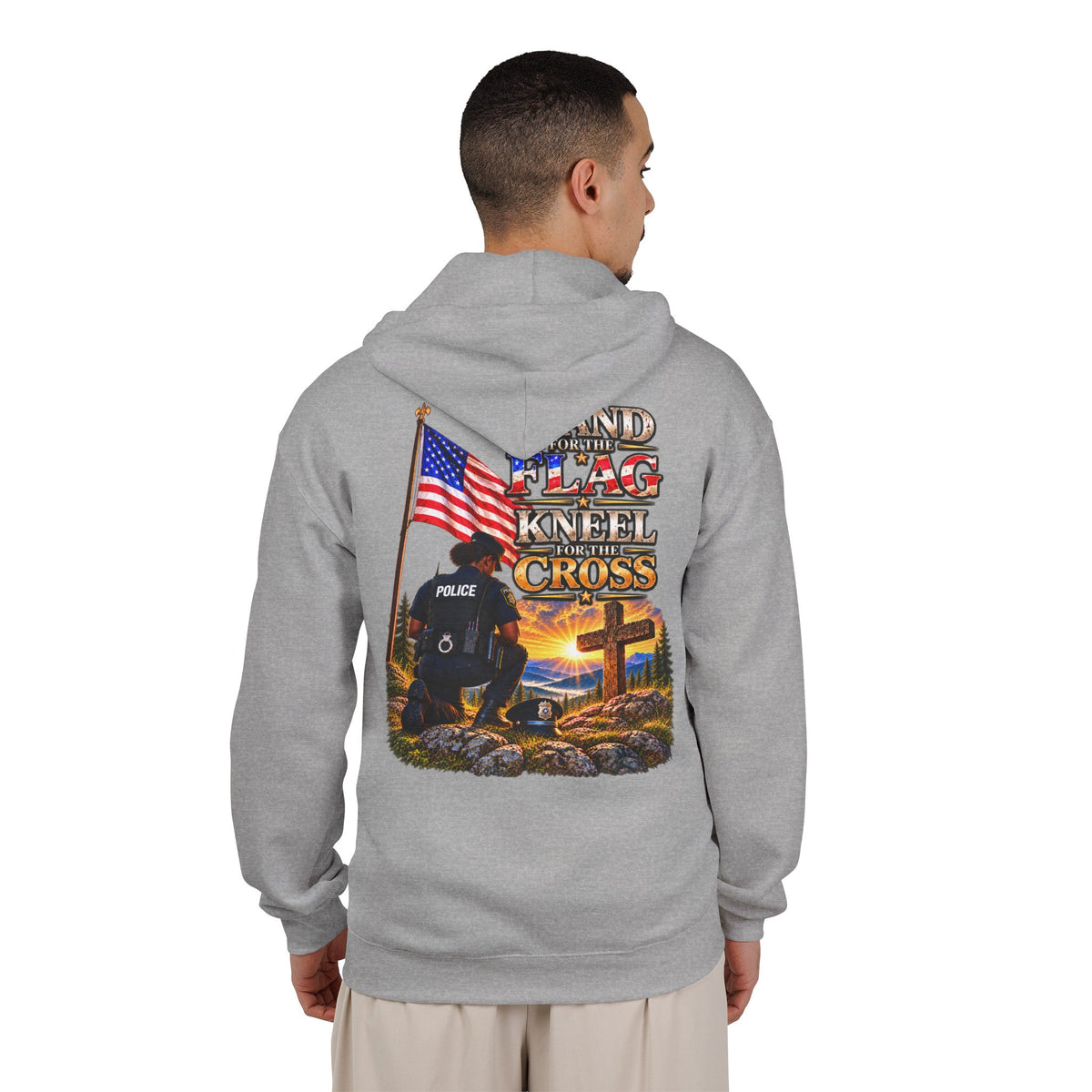 Police Officer 4 Stand for the Flag, Kneel for the Cross - Hoodie