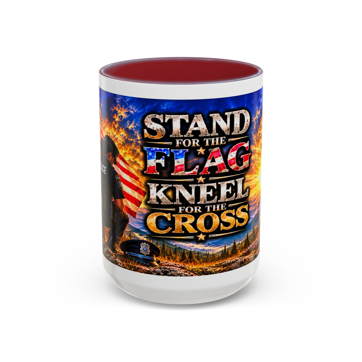 Stand for the Flag, Kneel for the Cross Coffee Mug_BF