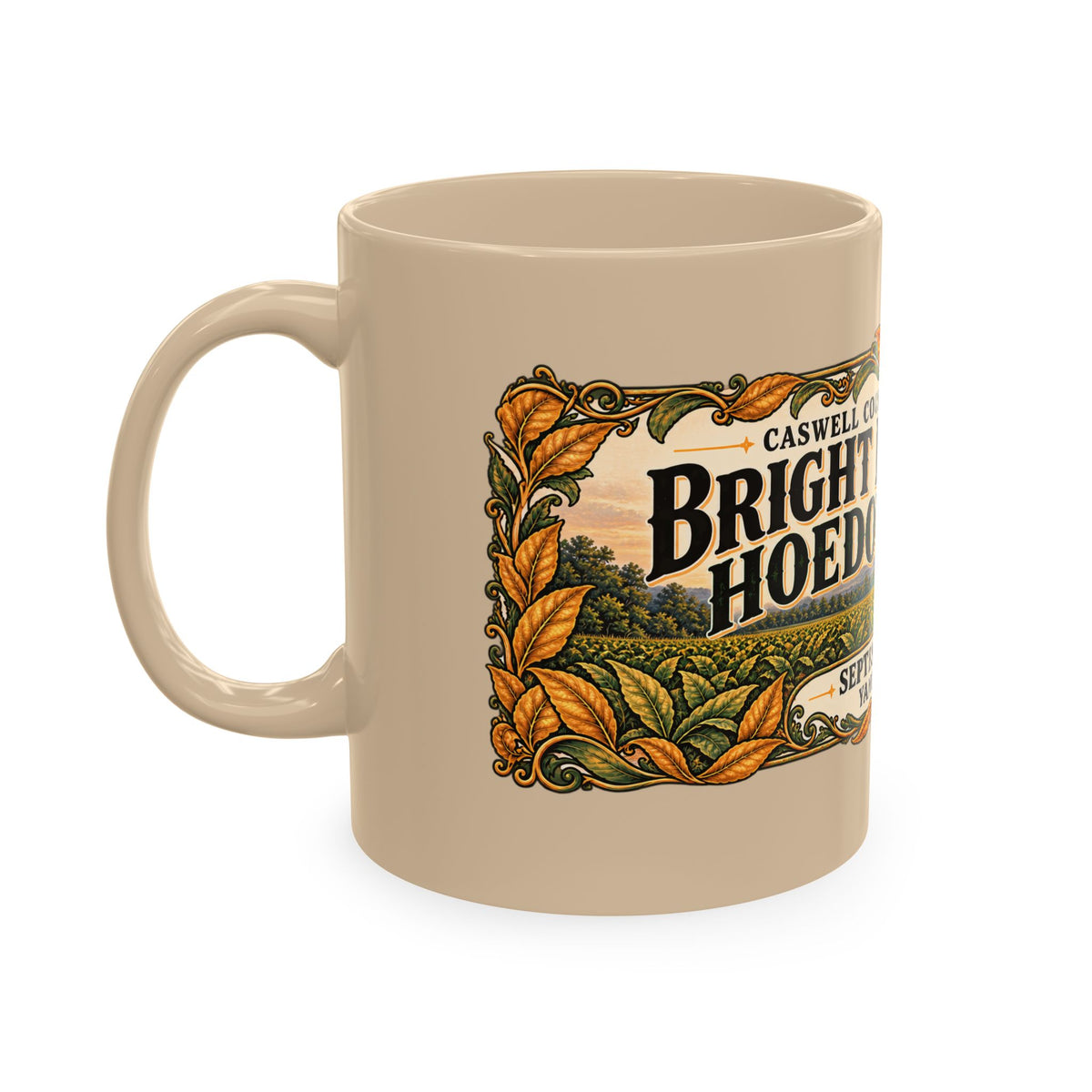 Bright Leaf Hoedown Ceramic Mug — Yanceyville NC Event Souvenir (Sept 19, 2026)