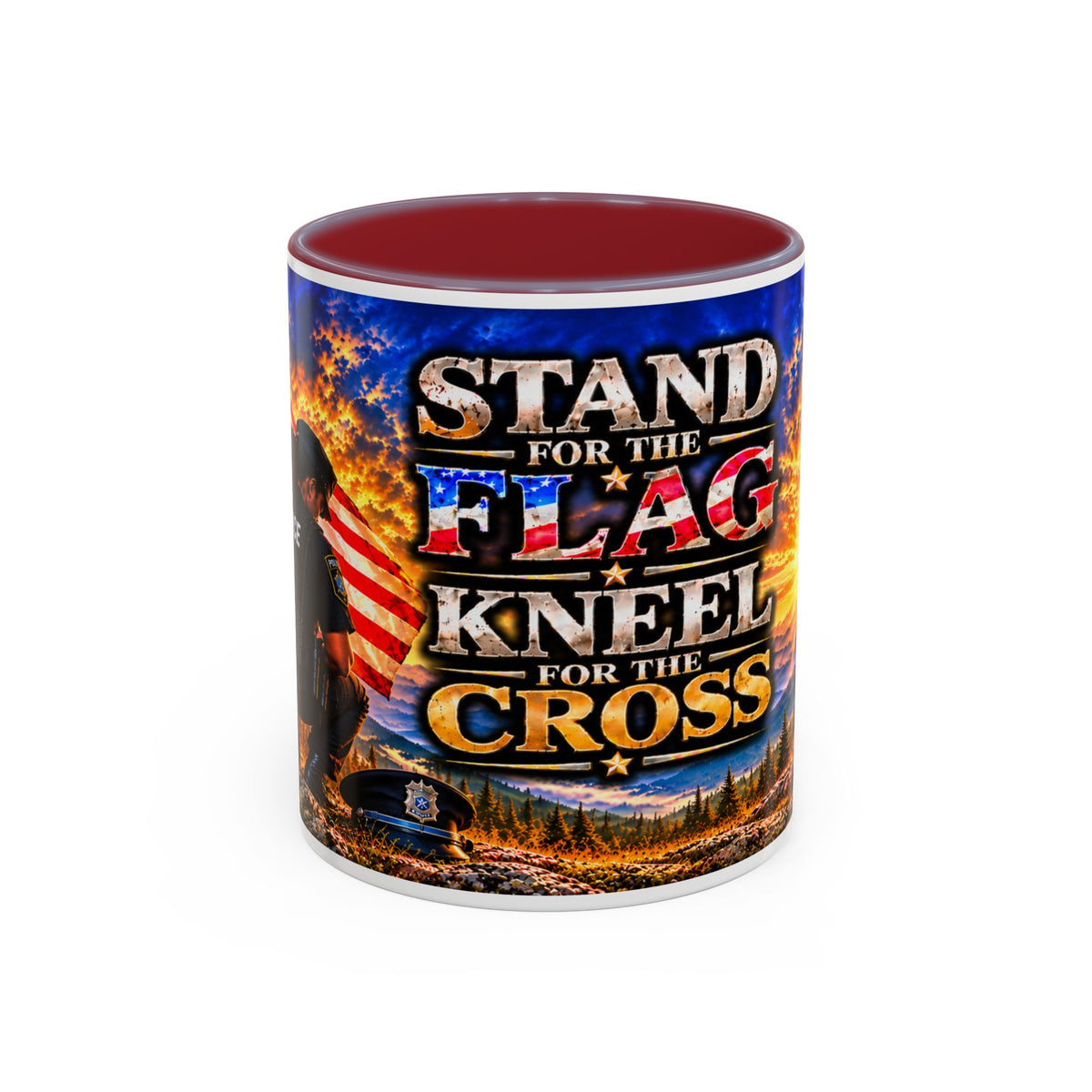 Stand for the Flag, Kneel for the Cross Coffee Mug_BF