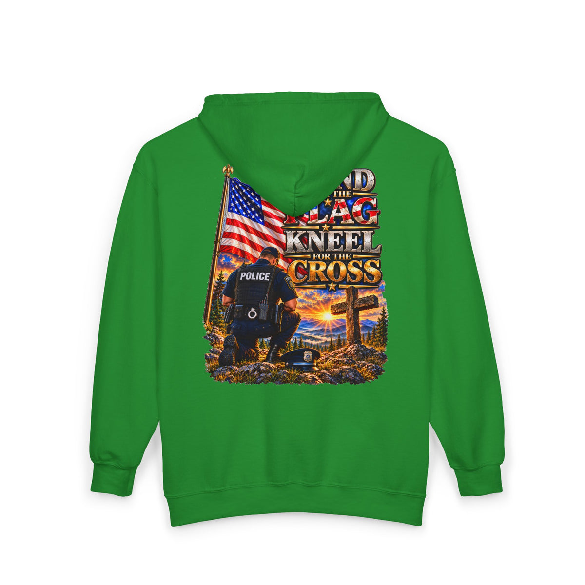 Police Officer Stand for the Flag, Kneel for the Cross - Hoodie