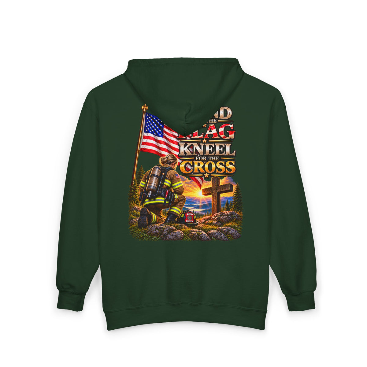 Firefighter 3 Stand for the Flag, Kneel for the Cross - Hoodie
