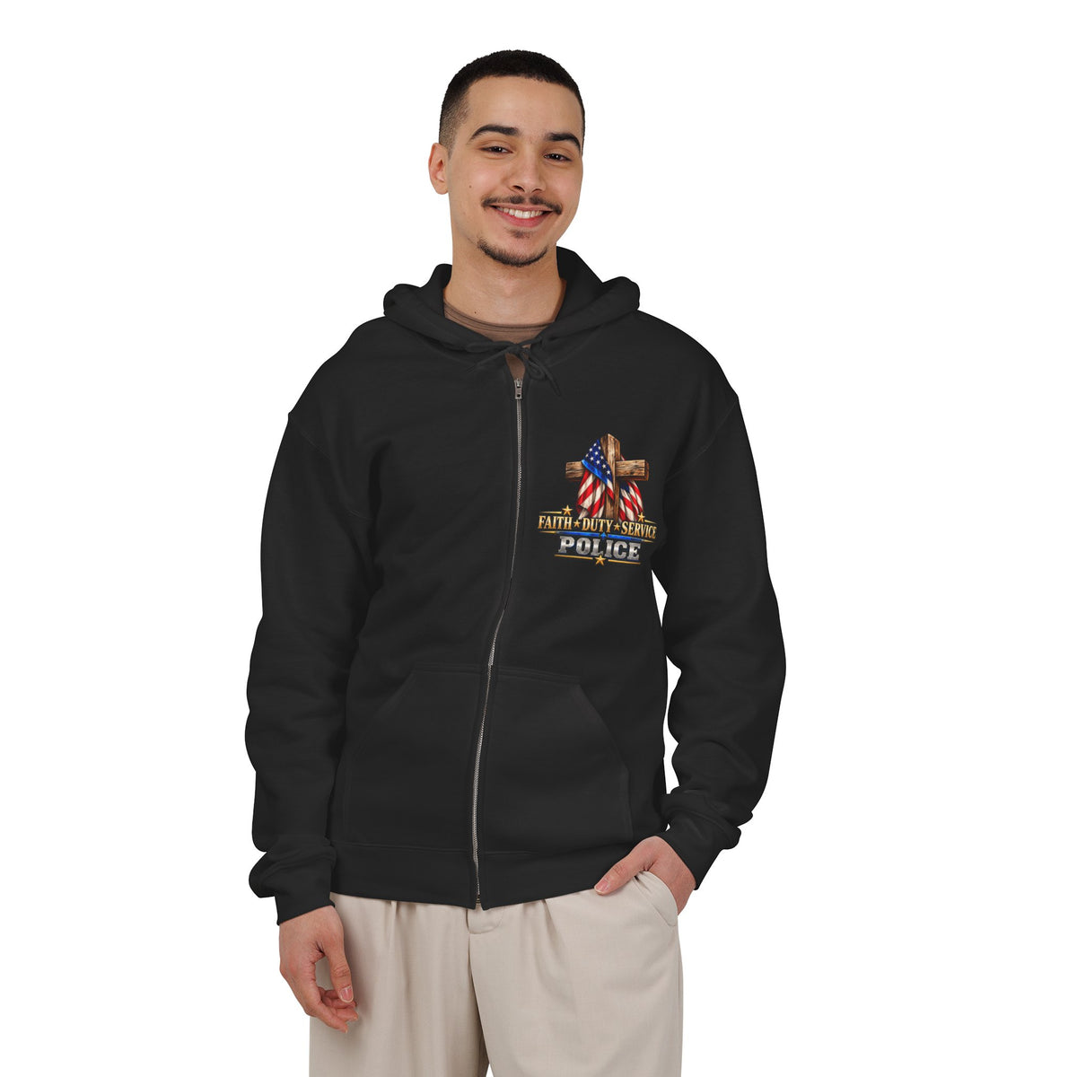 Police Officer Stand for the Flag, Kneel for the Cross - Hoodie