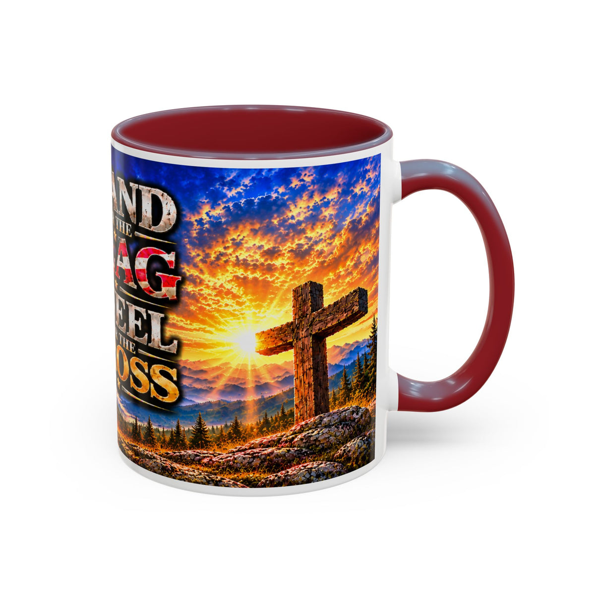 Stand for the Flag, Kneel for the Cross Coffee Mug_BF