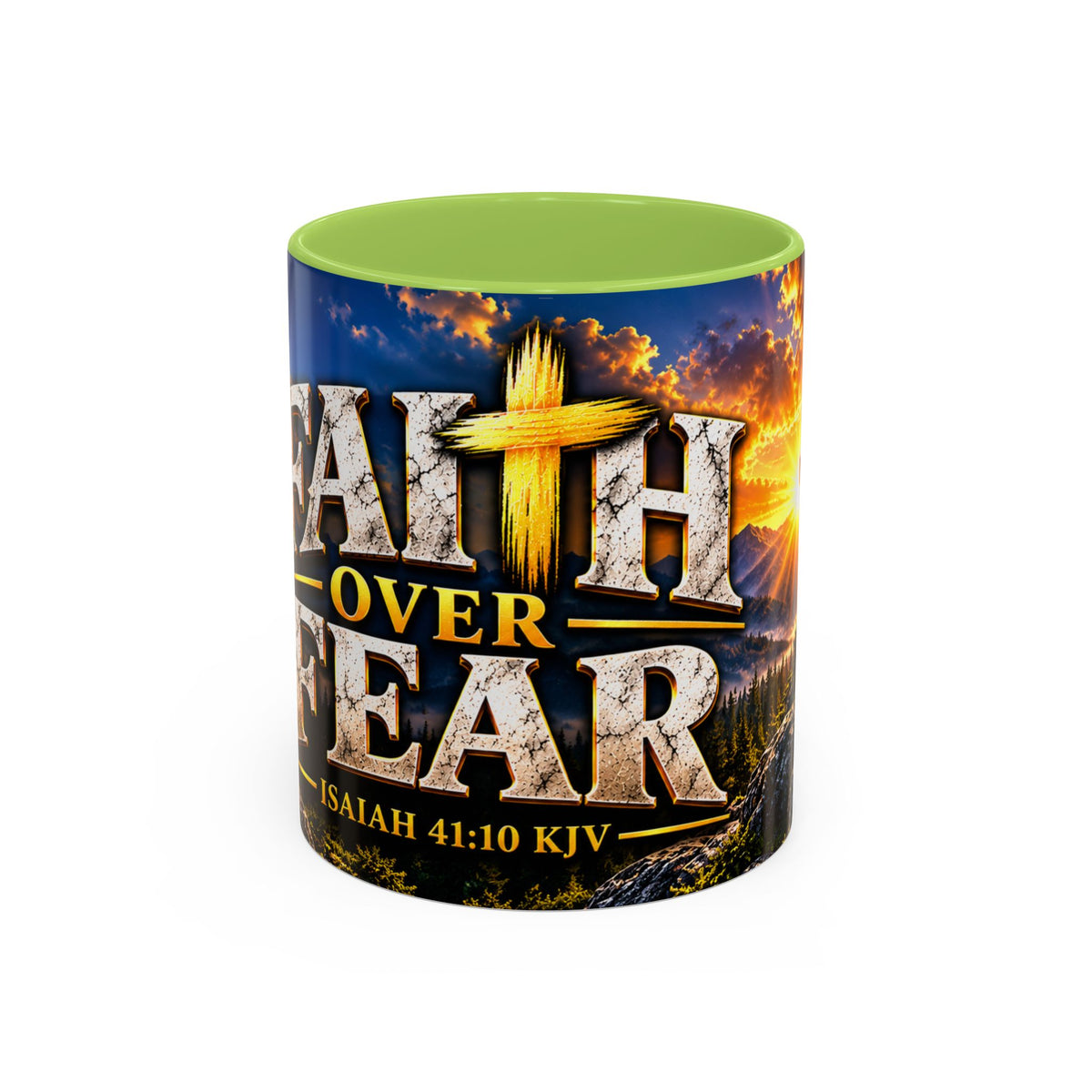 Faith Over Fear – Isaiah 41:10 KJV Christian Coffee Mug – 11 oz. & 15 oz.