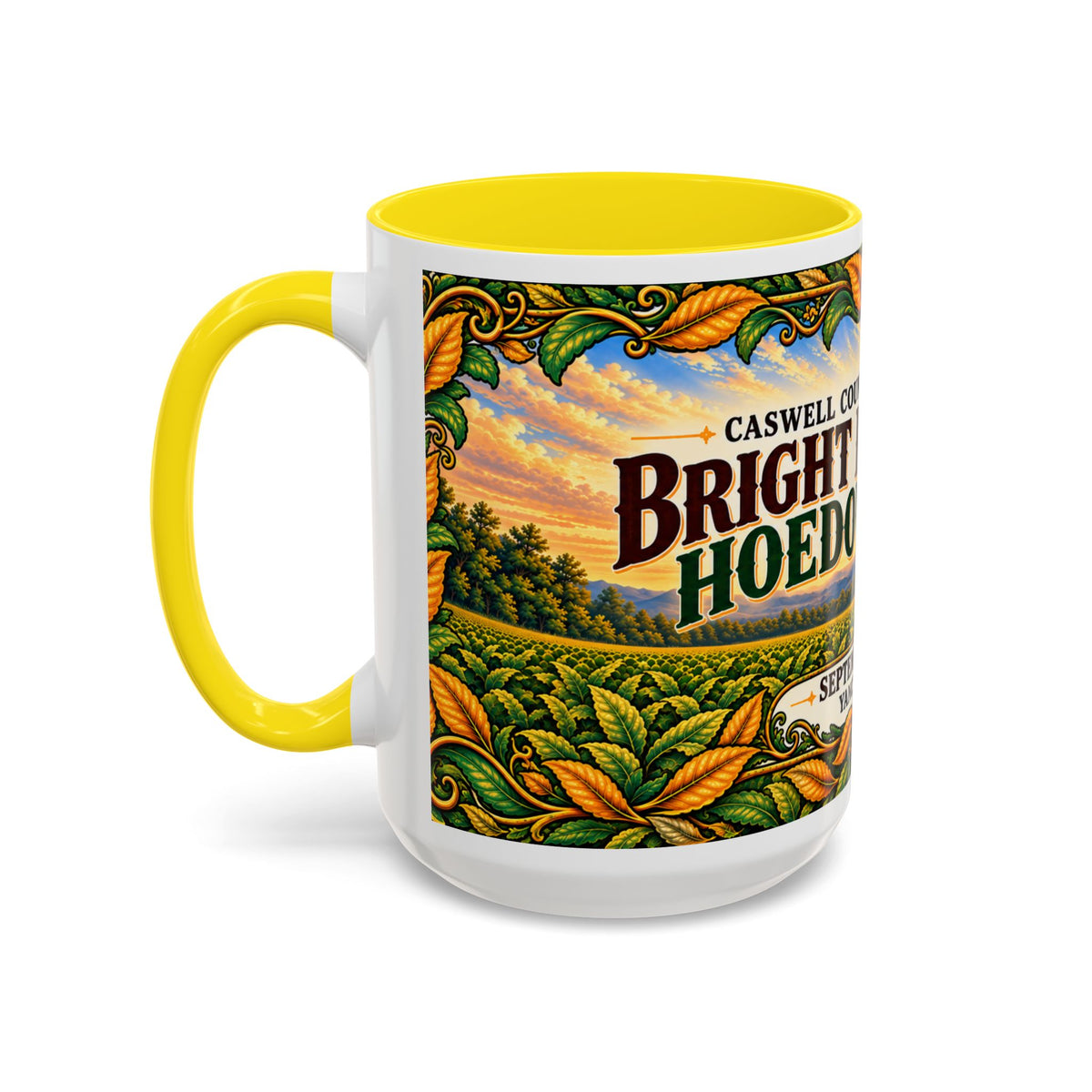 Bright Leaf Hoedown Coffee Mug Wrap — Caswell County Event Souvenir (Sept 19, 2026)