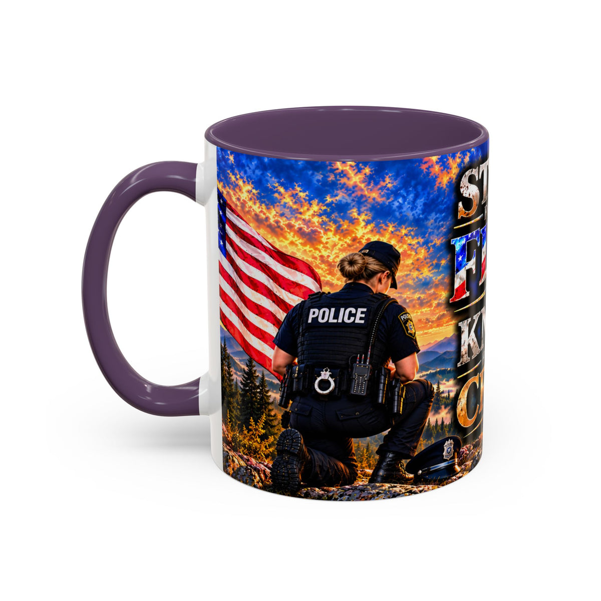 Coffee Mug - "Stand for the Flag, Kneel for the Cross" Police Officer Tribute 11oz or 15oz Mug_WF