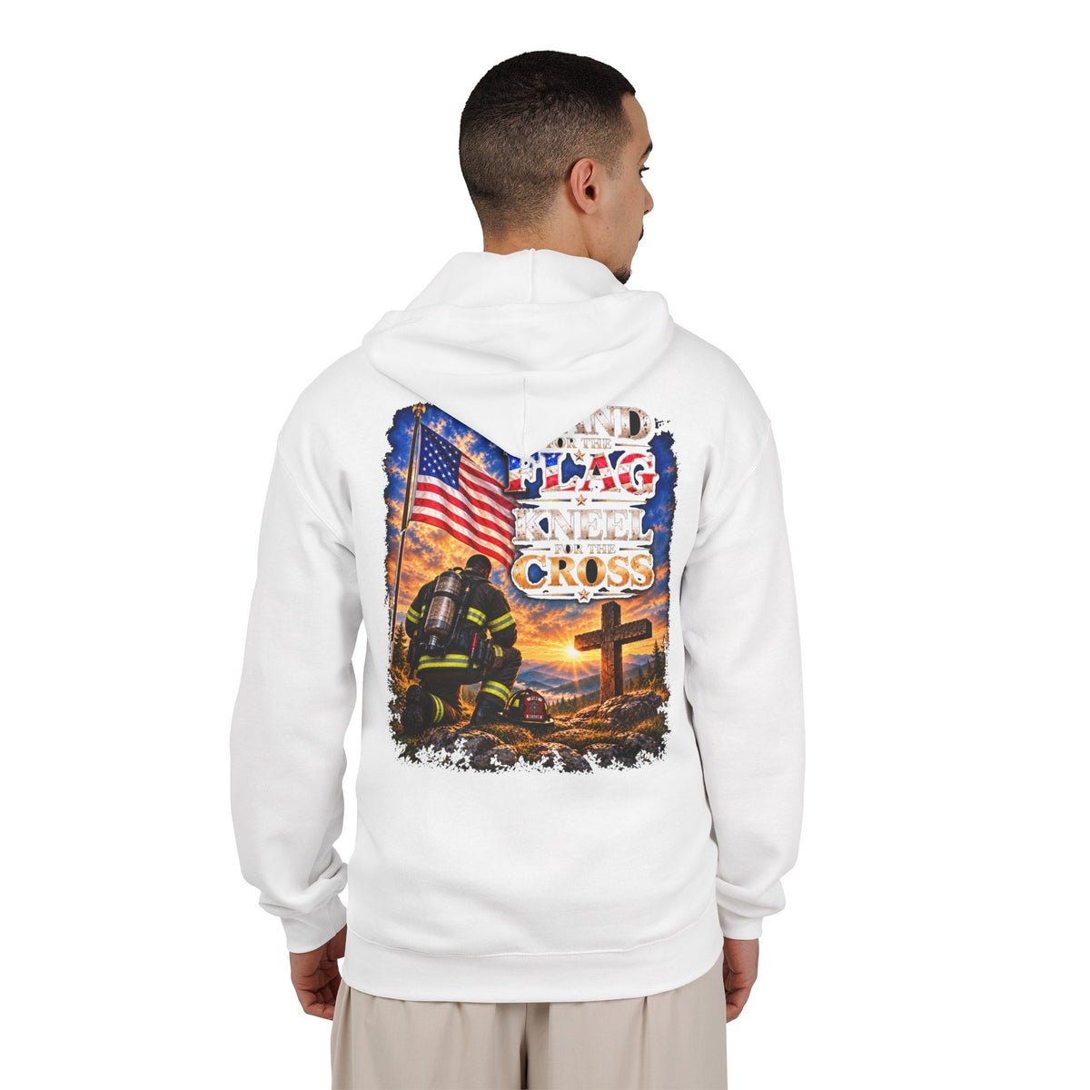 Firefighter 2 Stand for the Flag, Kneel for the Cross - Hoodie