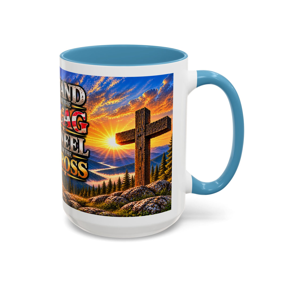 Riner_Firefighter_Stand for the Flag, Kneel for the Cross Coffee Mug_WM