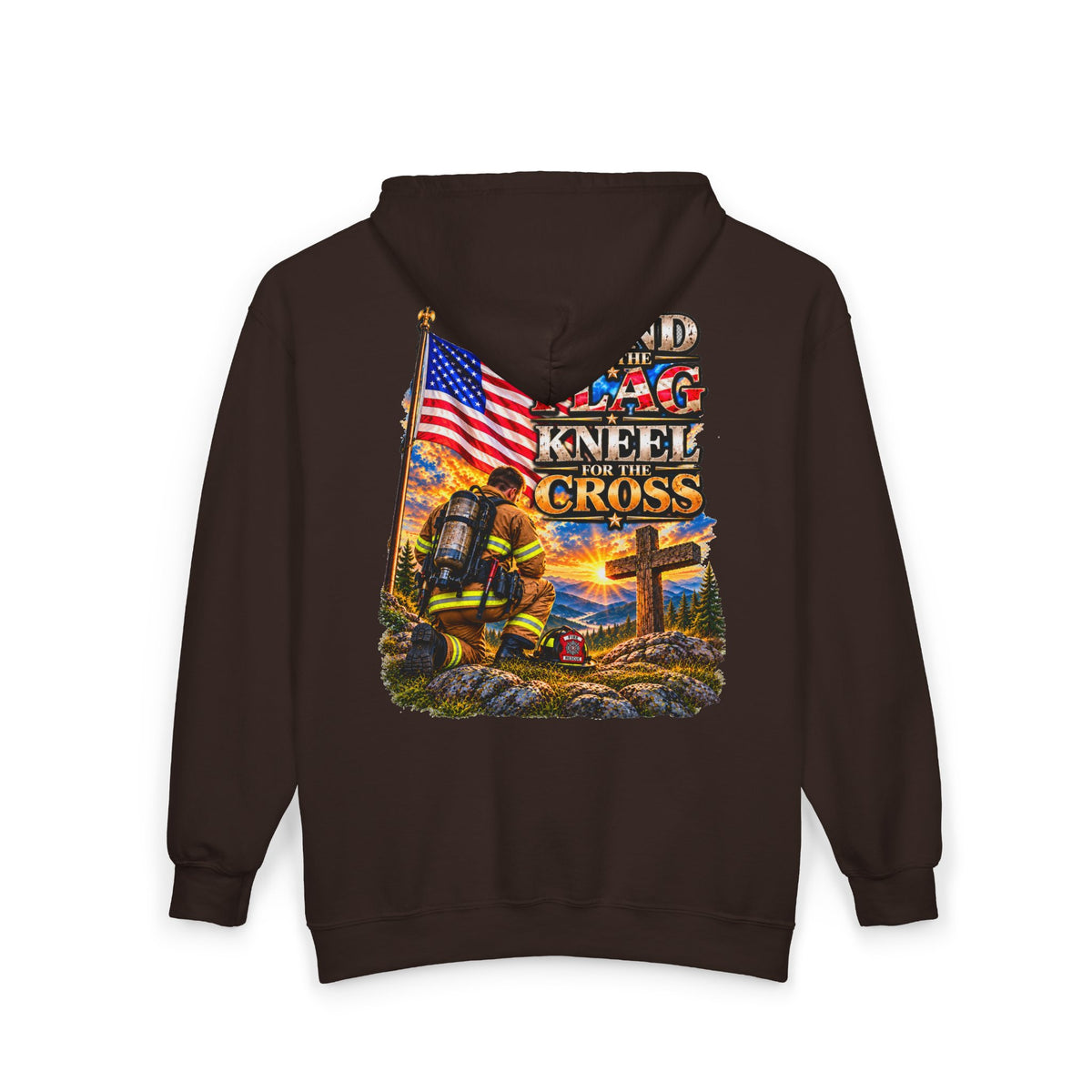 Firefighter Stand for the Flag, Kneel for the Cross - Hoodie