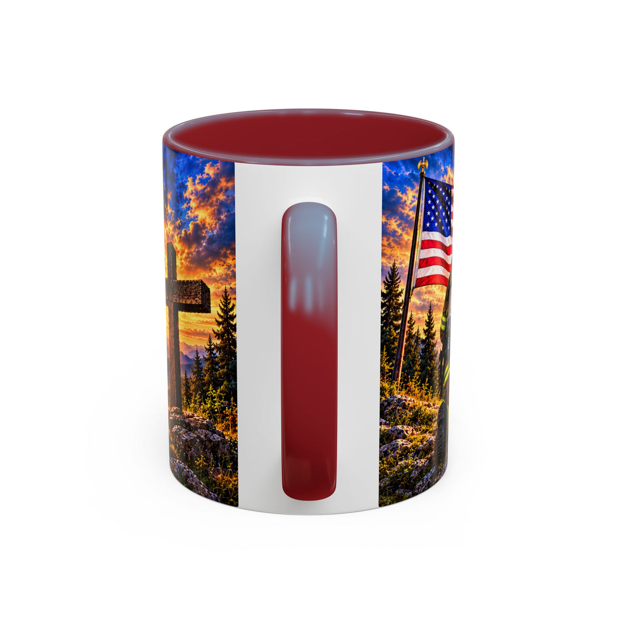 Firefighter Coffee Mug - "Stand for the Flag, Kneel for the Cross" Patriotic  Accent Mug