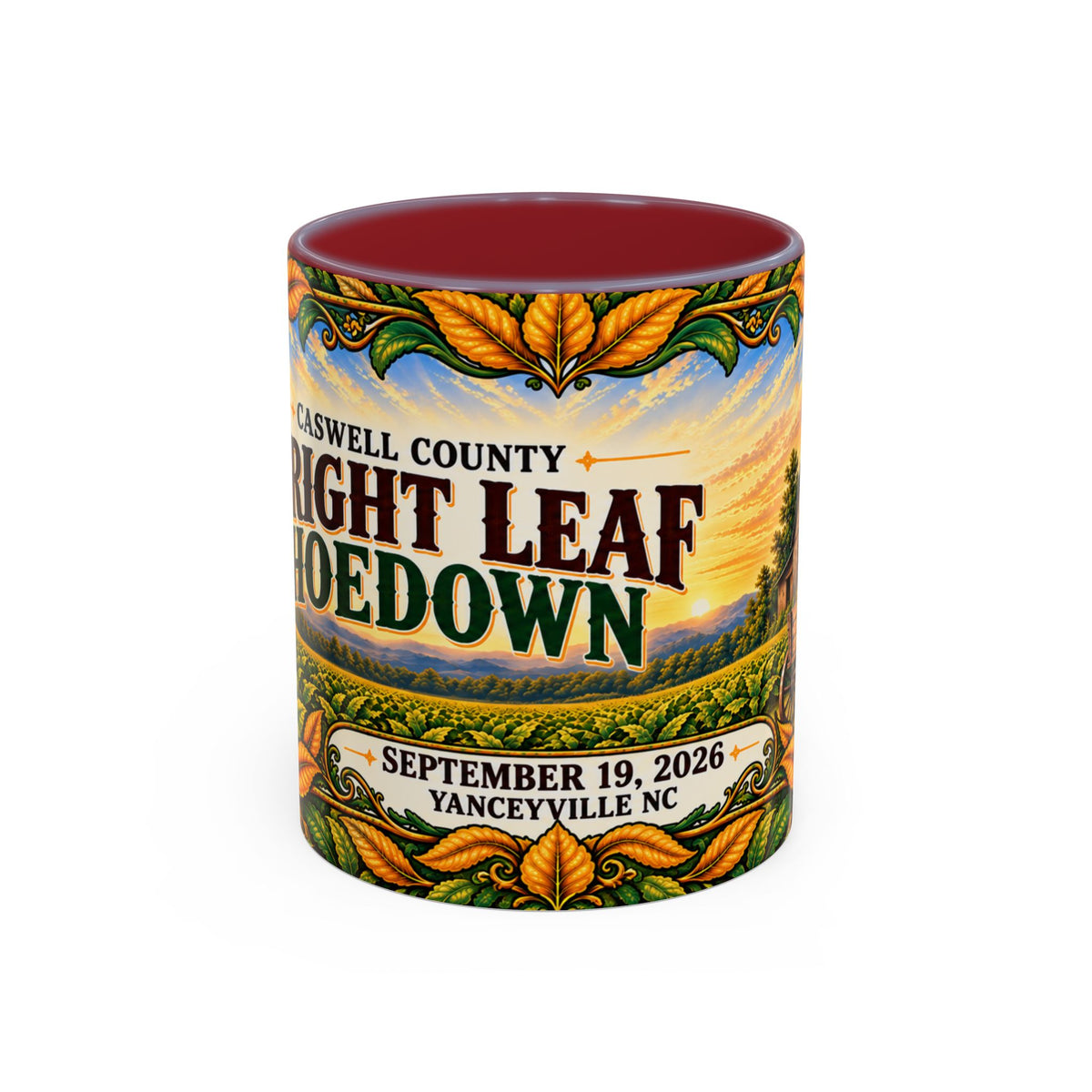 Bright Leaf Hoedown Coffee Mug Wrap — Caswell County Event Souvenir (Sept 19, 2026)