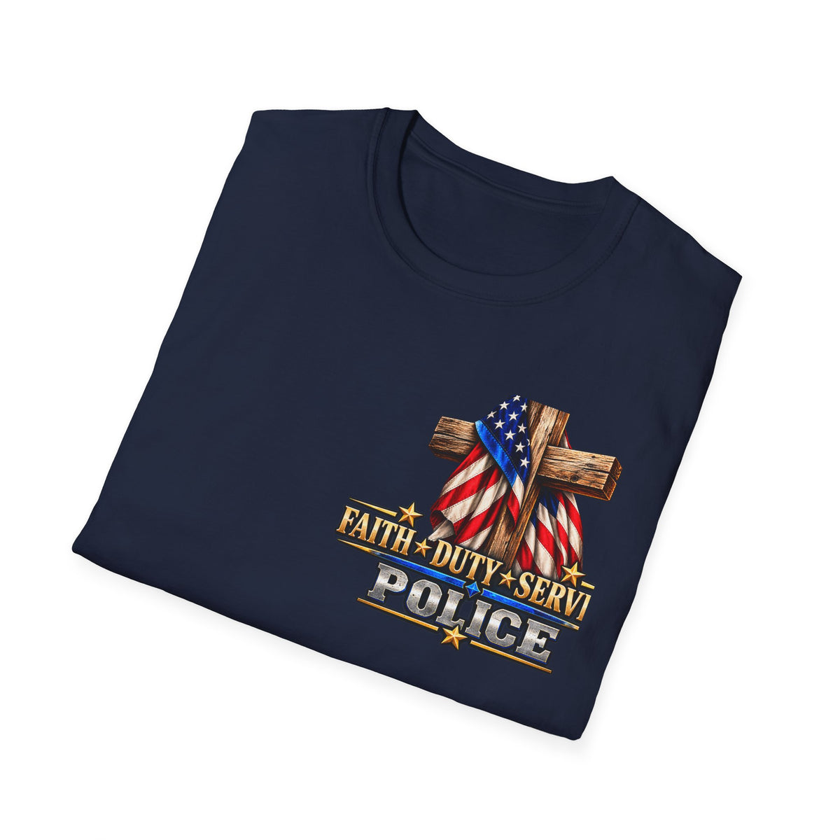 Stand for the Flag, Kneel for the Cross Police T-Shirt