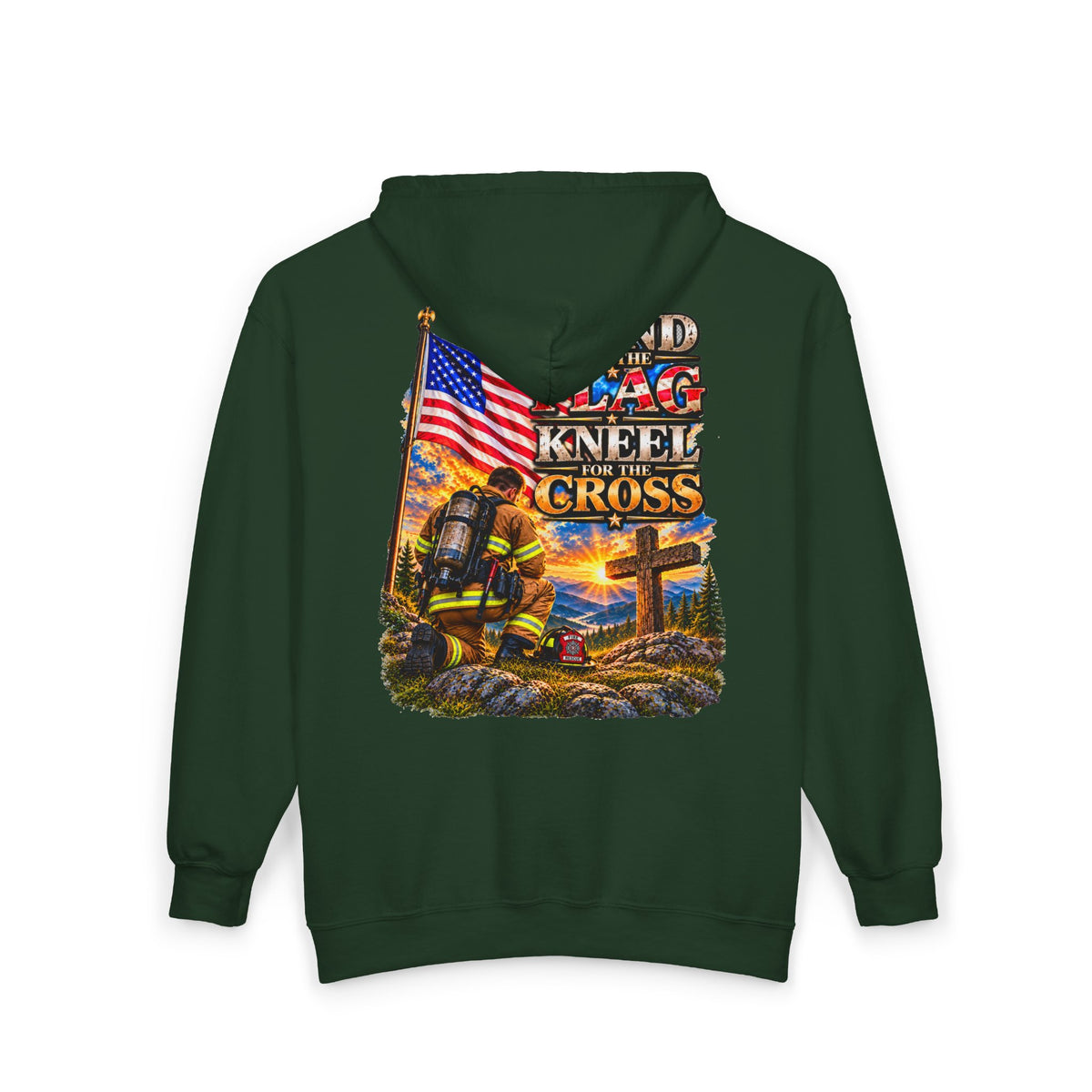 Firefighter Stand for the Flag, Kneel for the Cross - Hoodie