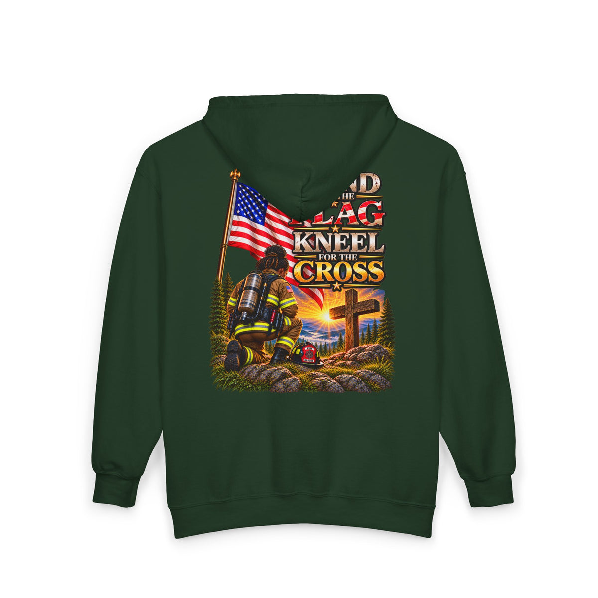 Firefighter 4 Stand for the Flag, Kneel for the Cross - Hoodie