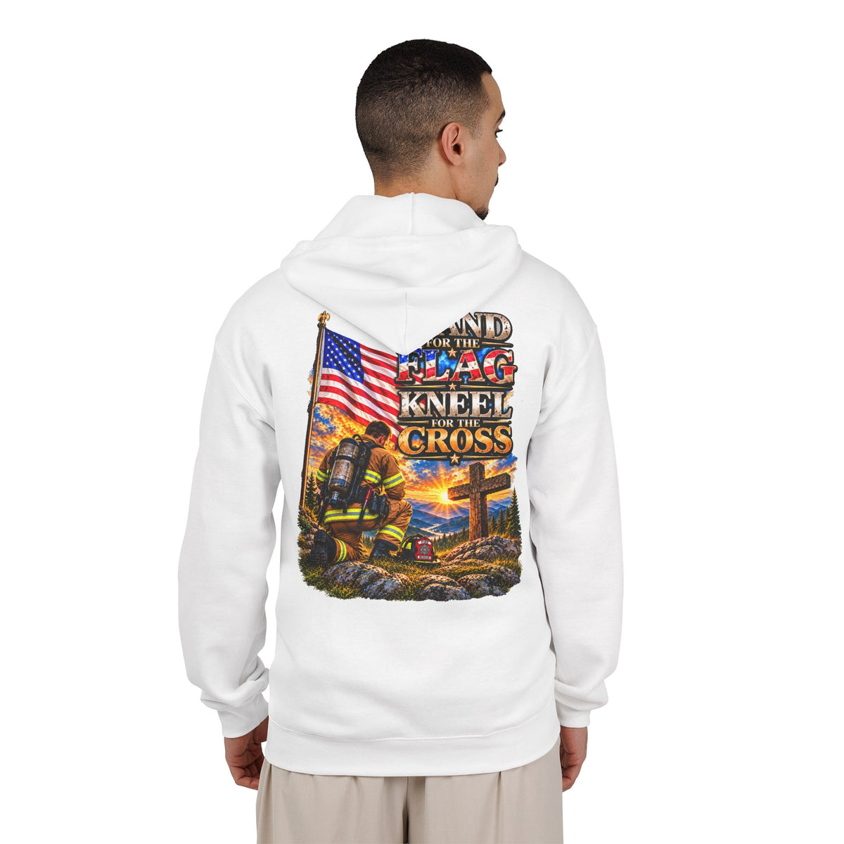 Firefighter Stand for the Flag, Kneel for the Cross - Hoodie