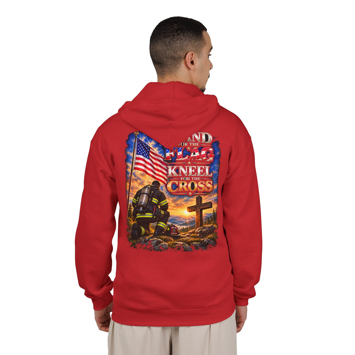 Firefighter 2 Stand for the Flag, Kneel for the Cross - Hoodie