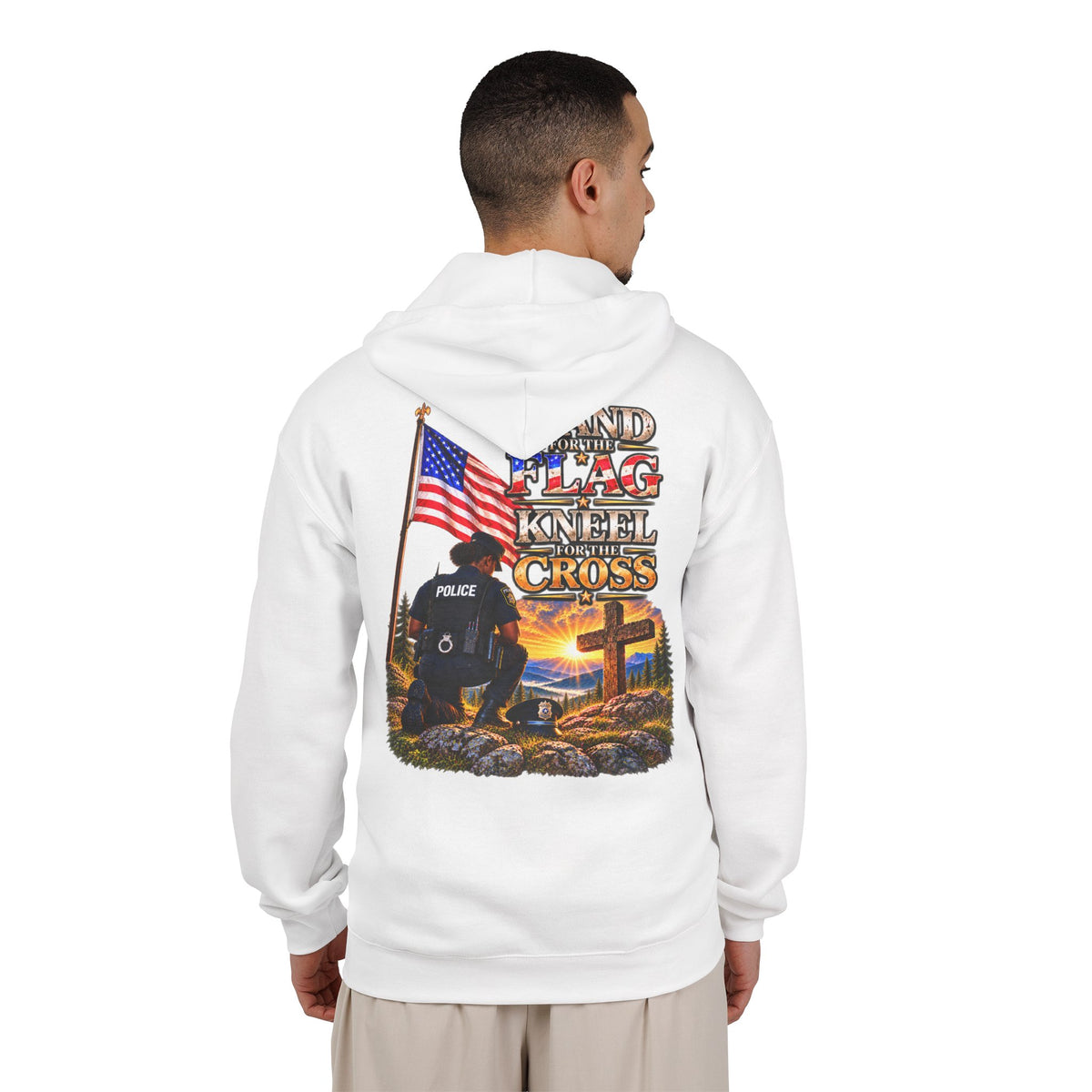 Police Officer 4 Stand for the Flag, Kneel for the Cross - Hoodie