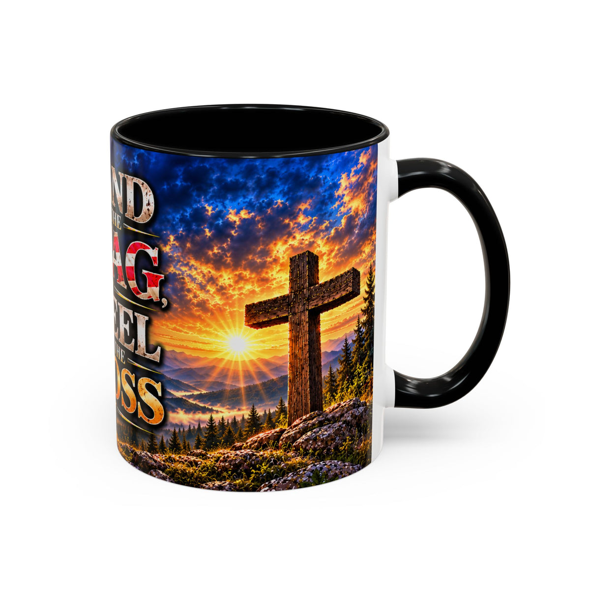 Firefighter Coffee Mug - "Stand for the Flag, Kneel for the Cross" Patriotic  Accent Mug