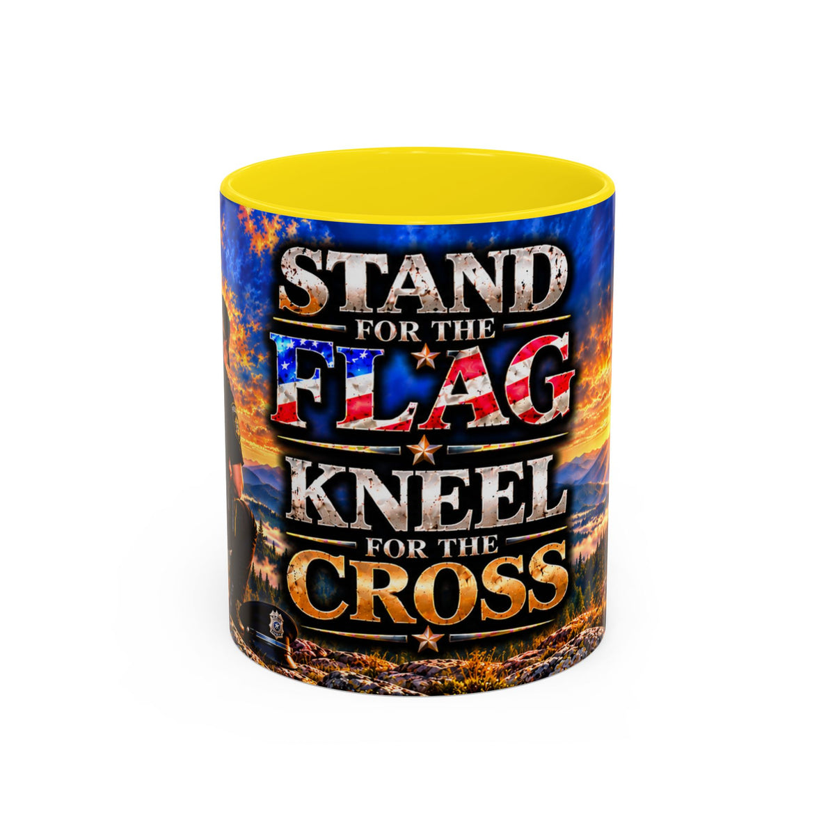 Coffee Mug - "Stand for the Flag, Kneel for the Cross" Police Officer Tribute 11oz or 15oz Mug_WF