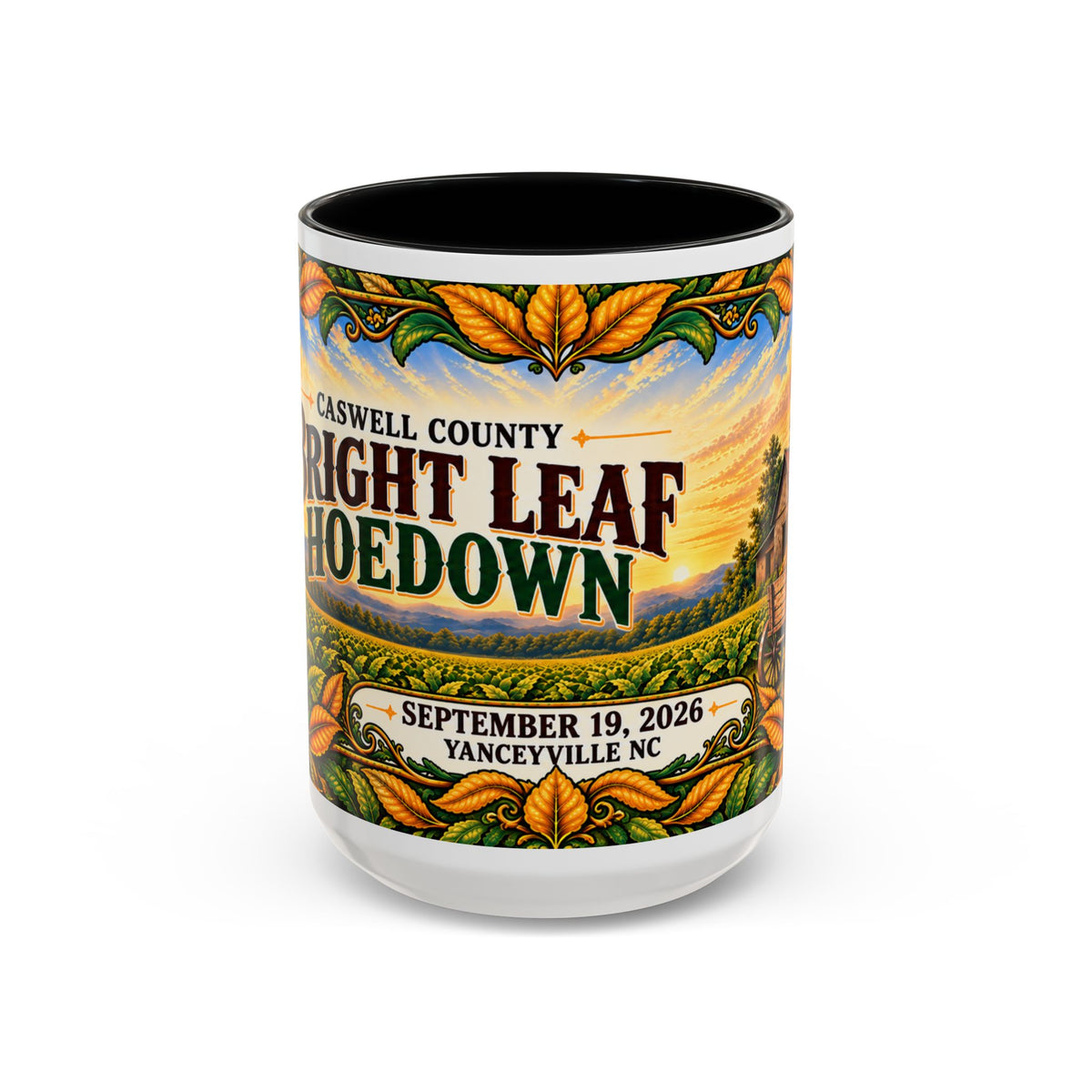 Bright Leaf Hoedown Coffee Mug Wrap — Caswell County Event Souvenir (Sept 19, 2026)