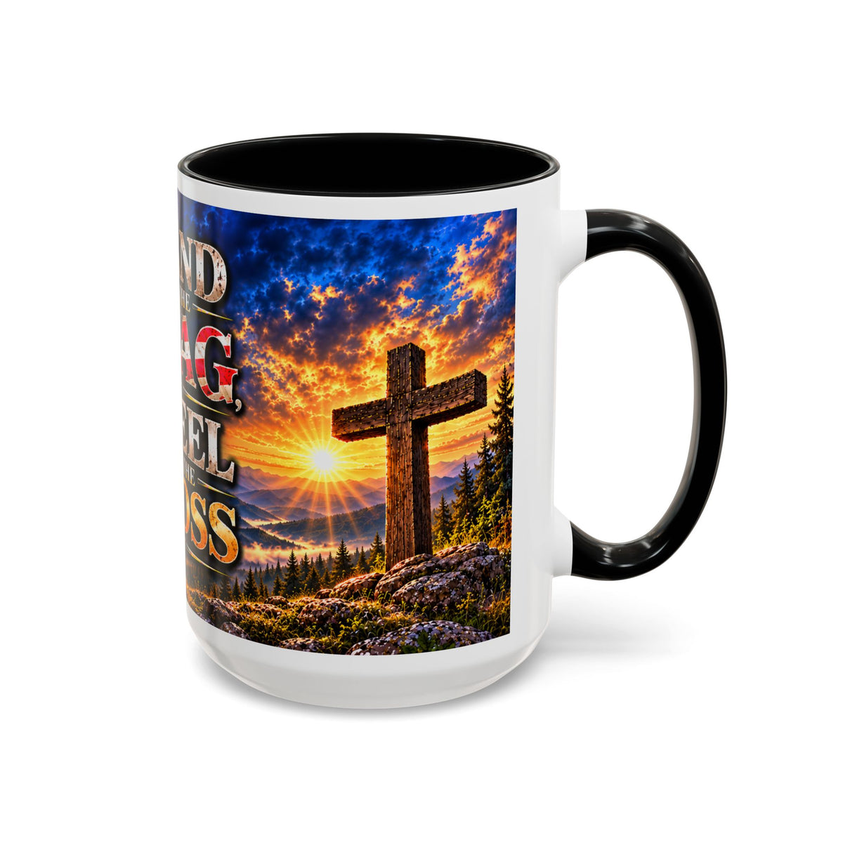 Firefighter Coffee Mug - "Stand for the Flag, Kneel for the Cross" Patriotic  Accent Mug