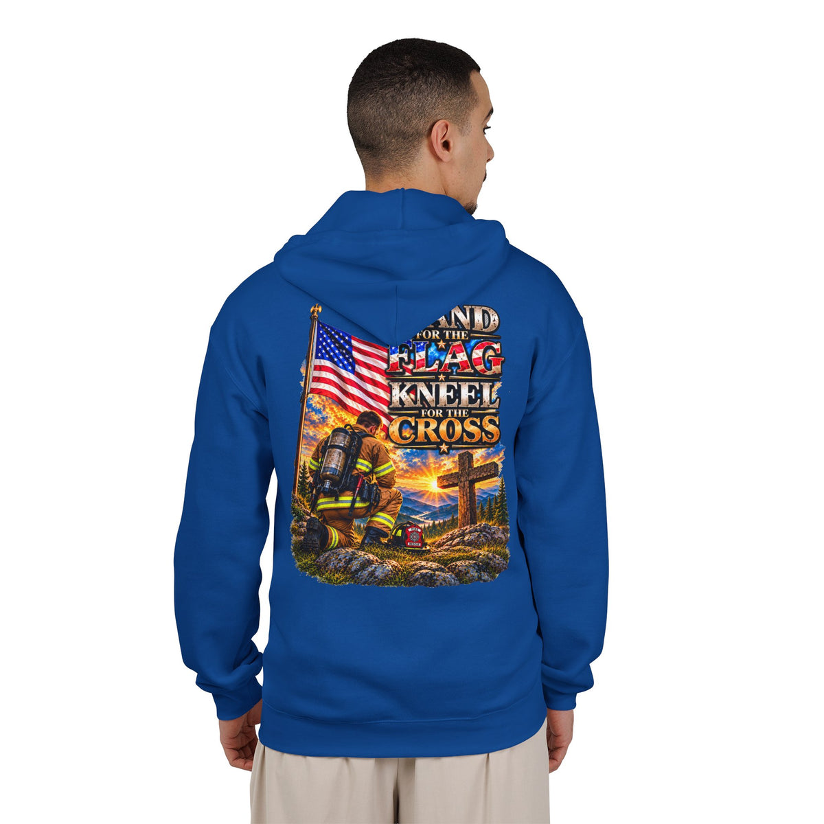 Firefighter Stand for the Flag, Kneel for the Cross - Hoodie