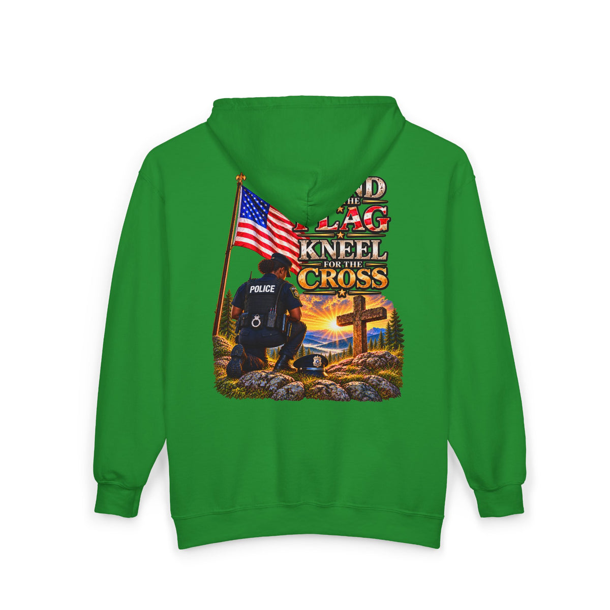 Police Officer 4 Stand for the Flag, Kneel for the Cross - Hoodie