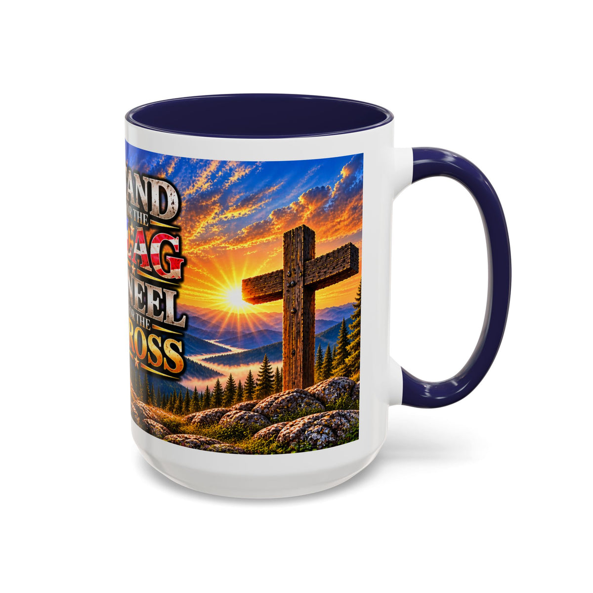 Riner_Firefighter_Stand for the Flag, Kneel for the Cross Coffee Mug_WM