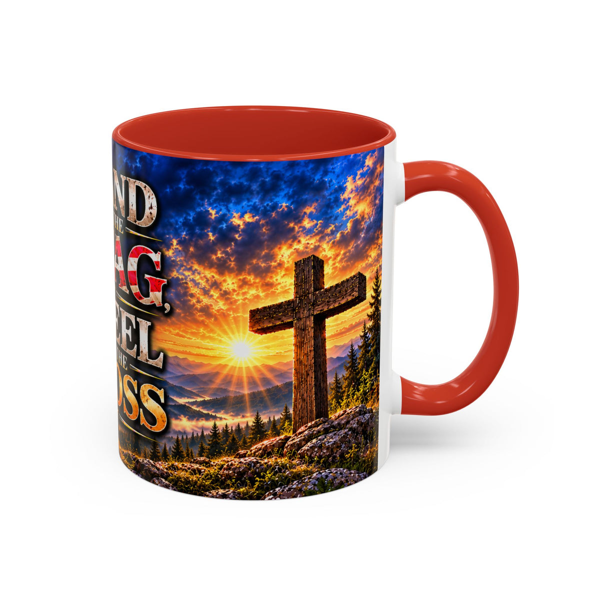 Firefighter Coffee Mug - "Stand for the Flag, Kneel for the Cross" Patriotic  Accent Mug