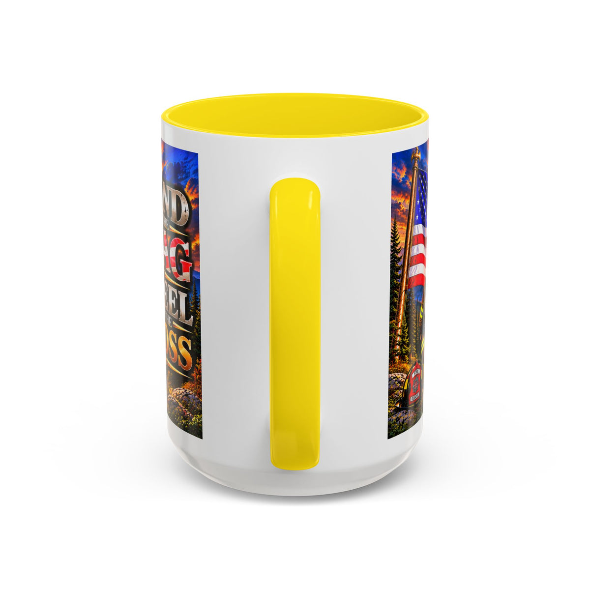 Stand for the Flag, Kneel for the Cross Accent Coffee Mug — Sheriff, Firefighter, EMS & 9-1-1 Telecommunicator 15oz