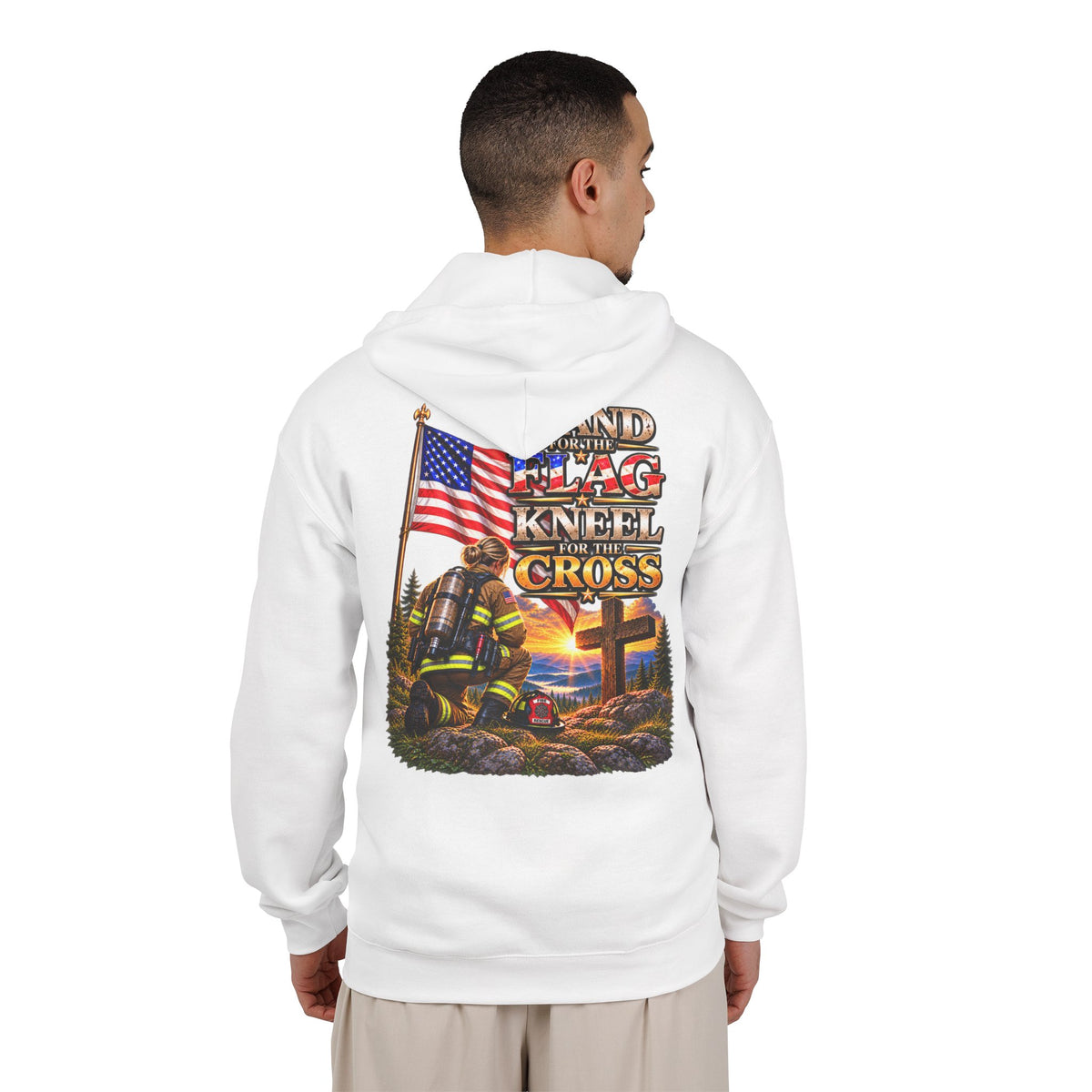 Firefighter 3 Stand for the Flag, Kneel for the Cross - Hoodie