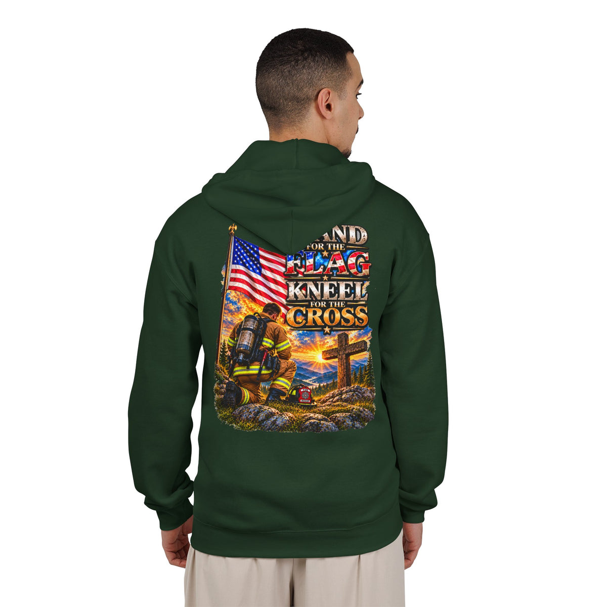 Firefighter Stand for the Flag, Kneel for the Cross - Hoodie