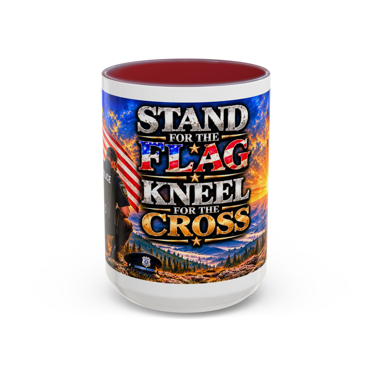 Stand for the Flag, Kneel for the Cross Coffee Mug