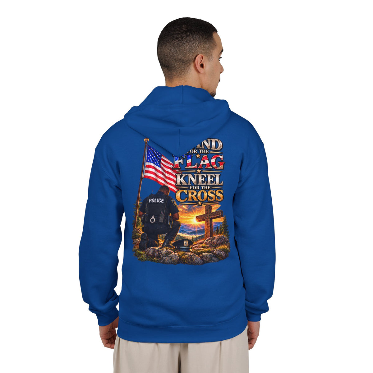 Police Officer 2 Stand for the Flag, Kneel for the Cross - Hoodie