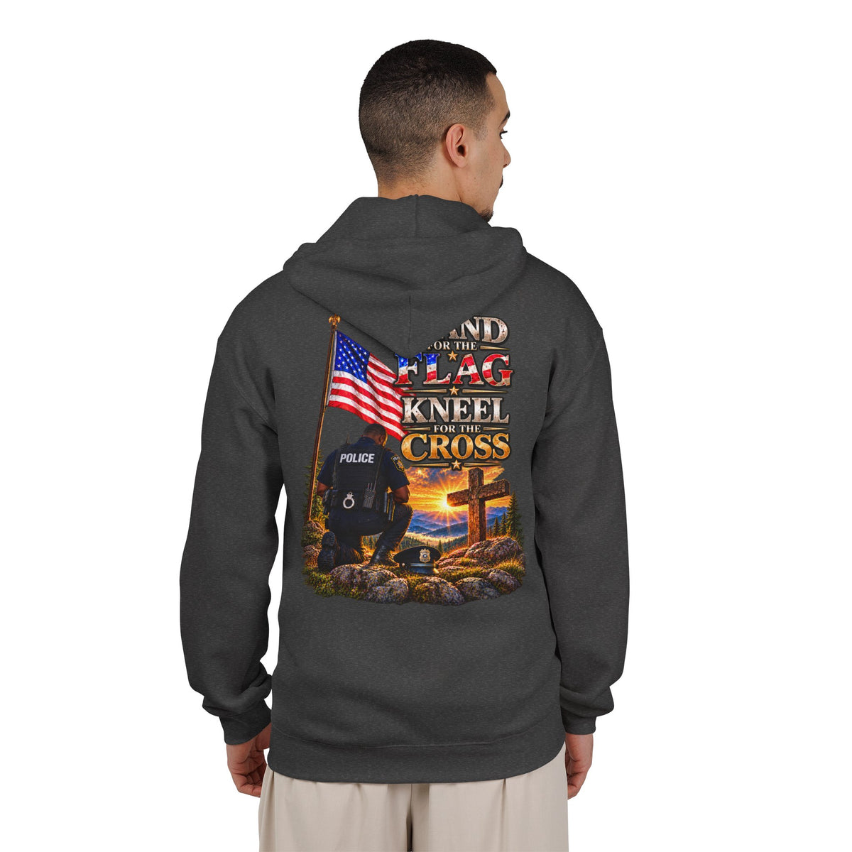 Police Officer 2 Stand for the Flag, Kneel for the Cross - Hoodie