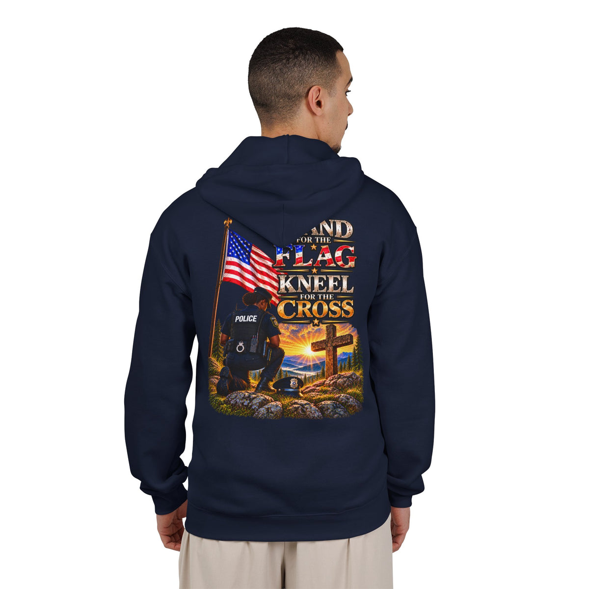 Police Officer 4 Stand for the Flag, Kneel for the Cross - Hoodie