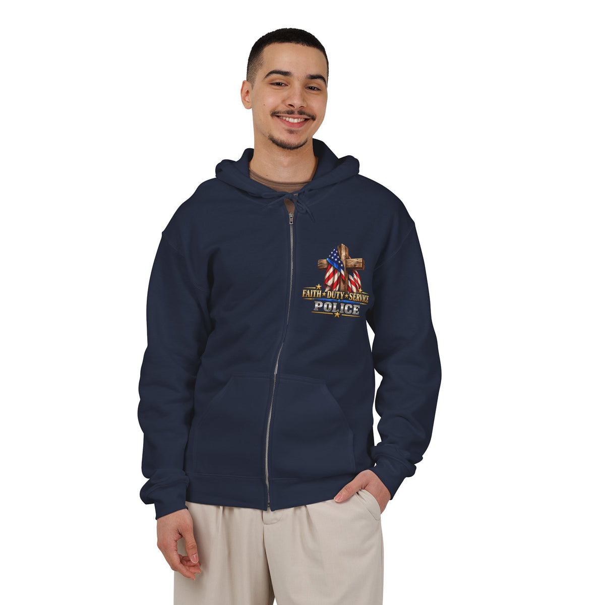 Police Officer Stand for the Flag, Kneel for the Cross - Hoodie