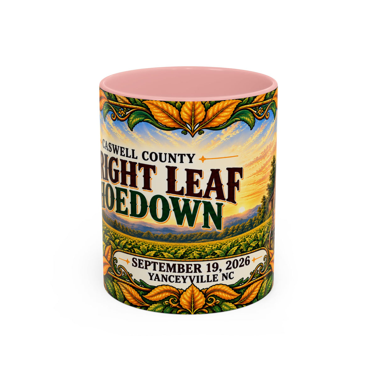 Bright Leaf Hoedown Coffee Mug Wrap — Caswell County Event Souvenir (Sept 19, 2026)