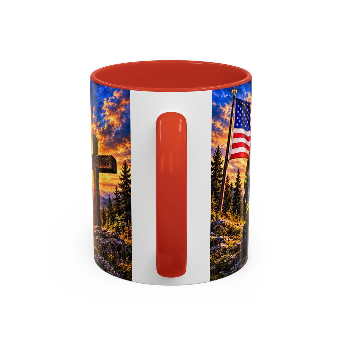 Firefighter Coffee Mug - "Stand for the Flag, Kneel for the Cross" Patriotic  Accent Mug