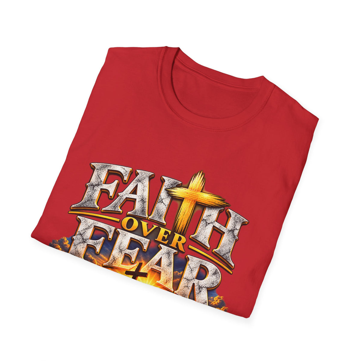 Faith Over Fear T-Shirt — Christian Cross Graphic with Isaiah 41:10 Scripture