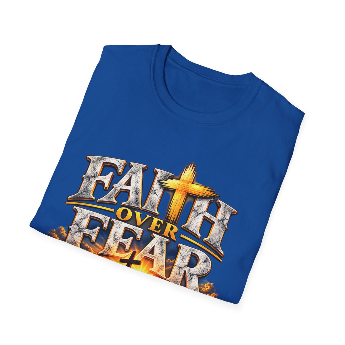Faith Over Fear T-Shirt — Christian Cross Graphic with Isaiah 41:10 Scripture