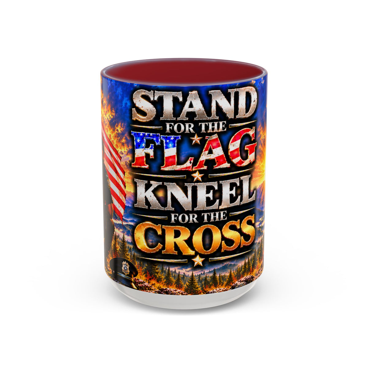 Coffee Mug - "Stand for the Flag, Kneel for the Cross" Police Officer Tribute 11oz or 15oz Mug