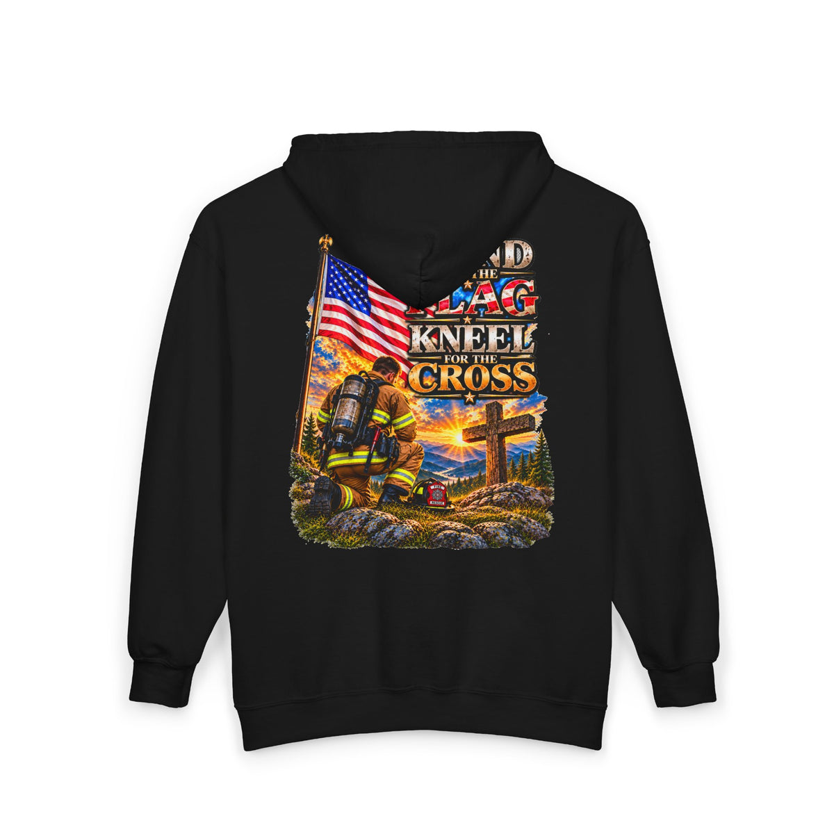 Firefighter Stand for the Flag, Kneel for the Cross - Hoodie