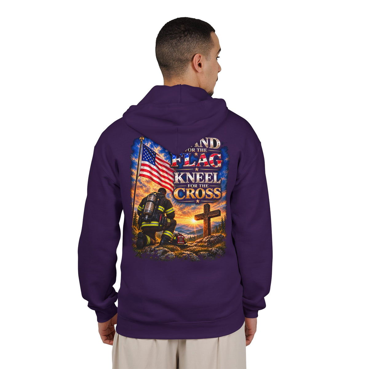 Firefighter 2 Stand for the Flag, Kneel for the Cross - Hoodie