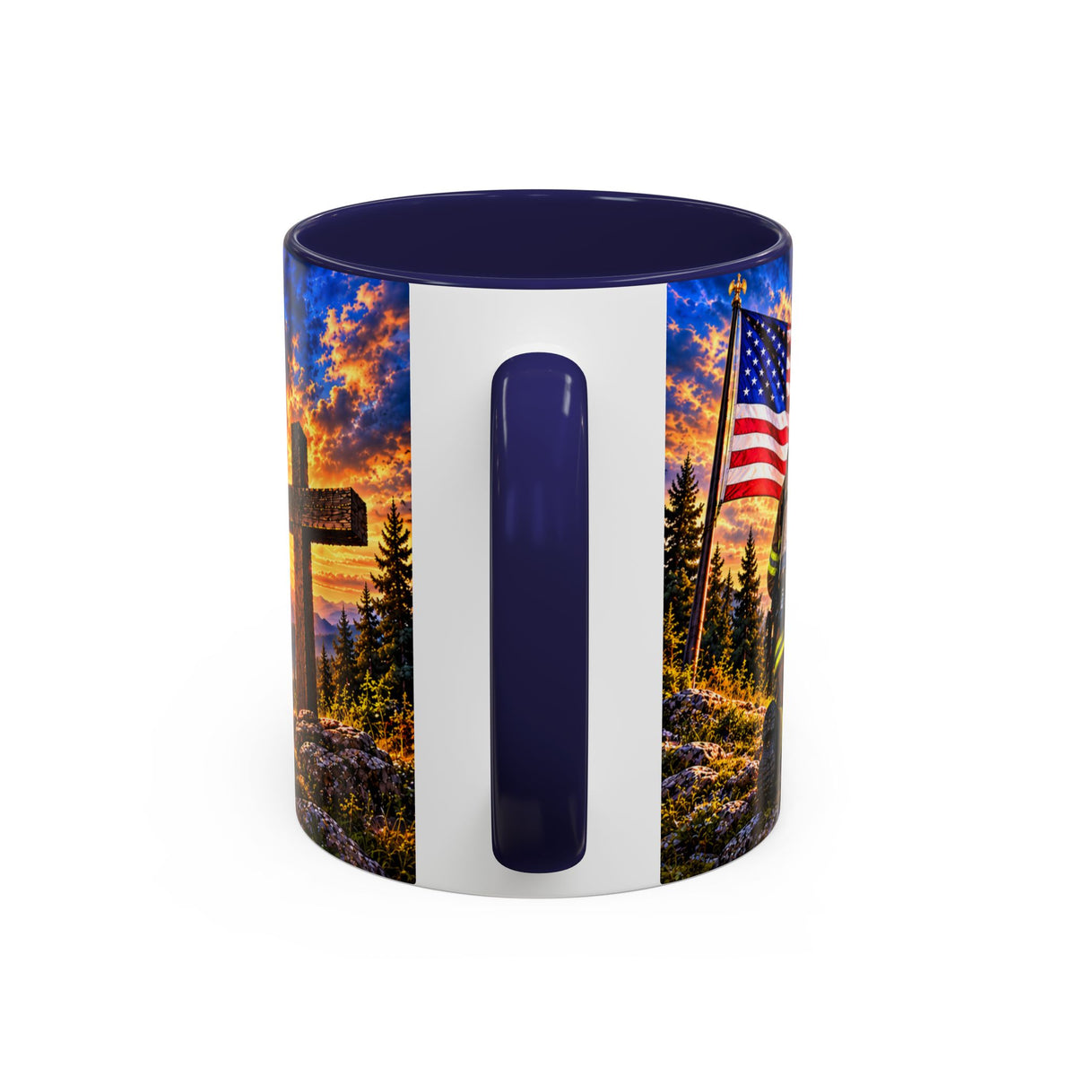 Firefighter Coffee Mug - "Stand for the Flag, Kneel for the Cross" Patriotic  Accent Mug