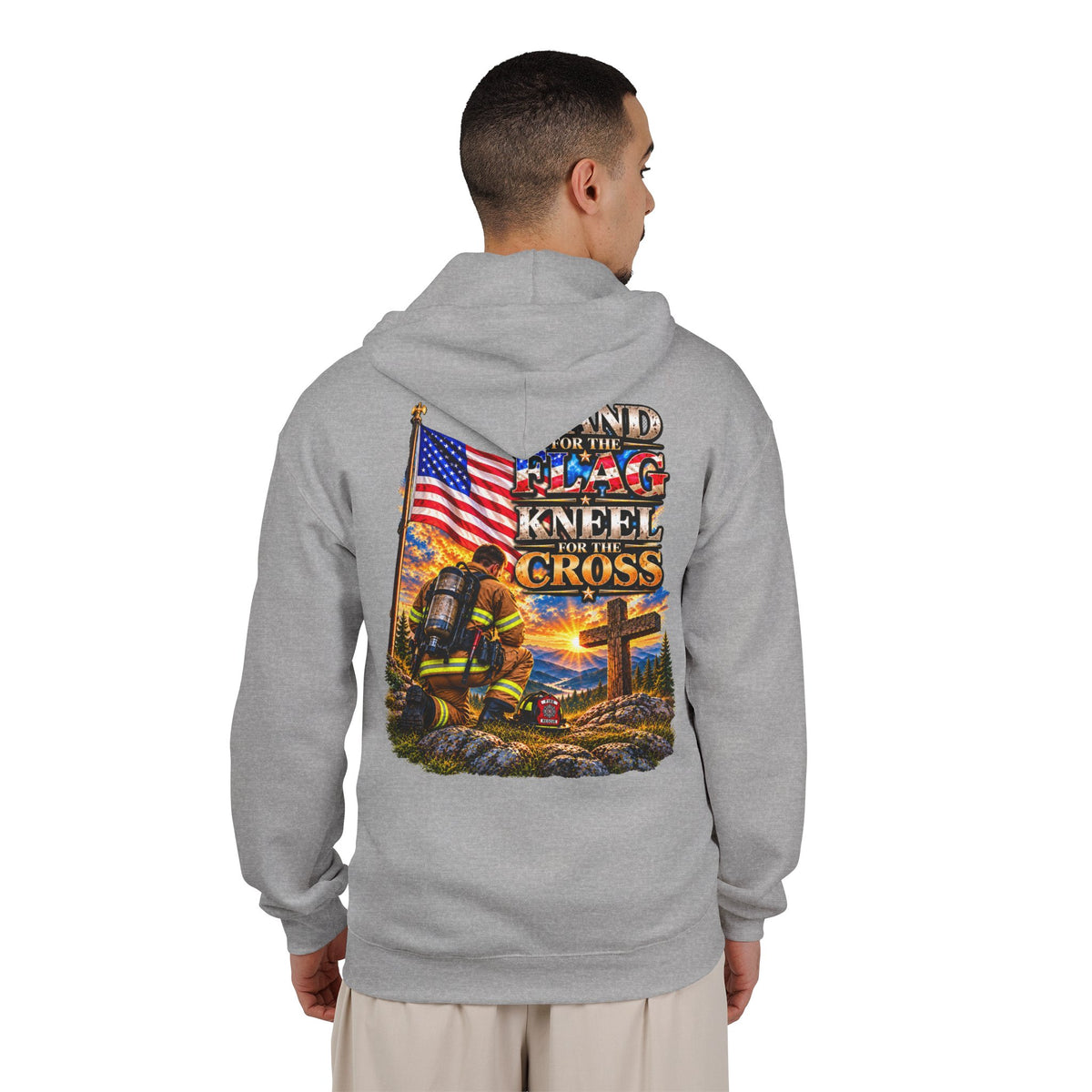 Firefighter Stand for the Flag, Kneel for the Cross - Hoodie