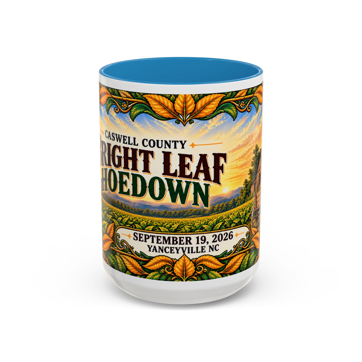 Bright Leaf Hoedown Coffee Mug Wrap — Caswell County Event Souvenir (Sept 19, 2026)